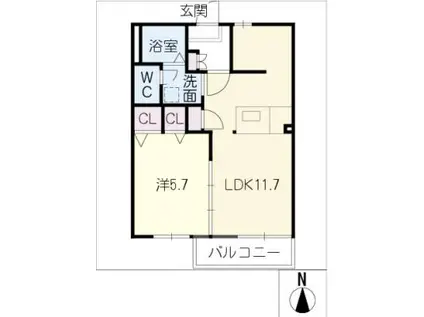 クレールN(1LDK/1階)の間取り写真
