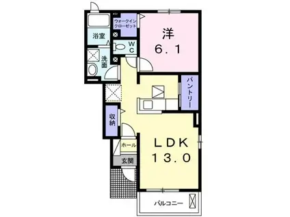 ルーラル モエギノ(1LDK/1階)の間取り写真