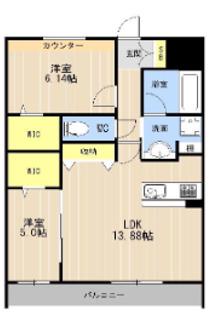 LIBTH大津(2LDK/3階)の間取り写真