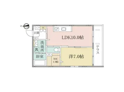 ヘーベルヴィレッジ豪徳寺KEI VILLAGE(1LDK/1階)の間取り写真