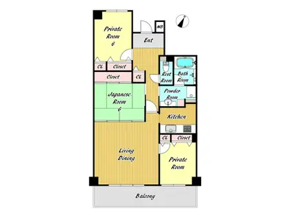 ロイヤル苦楽園(3LDK/1階)の間取り写真