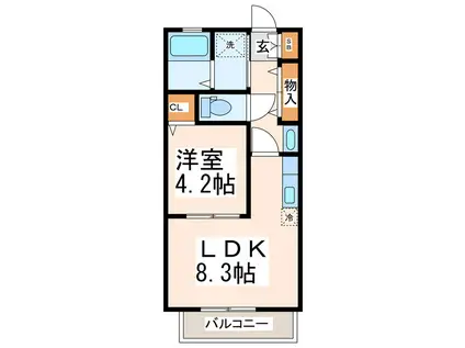 エスポワール参番館(1LDK/2階)の間取り写真
