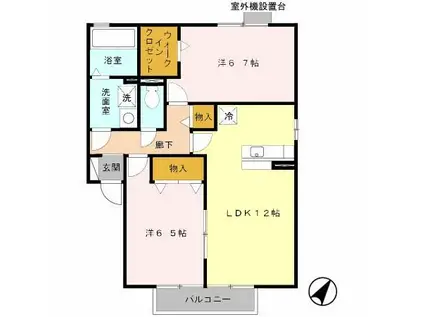 ルミエール南生駒 II(2LDK/2階)の間取り写真