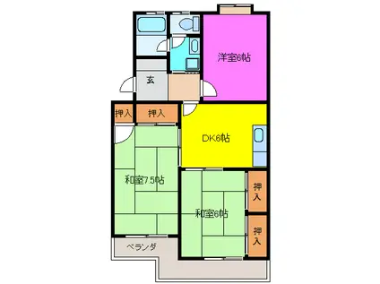 サンバークレー(3DK/2階)の間取り写真