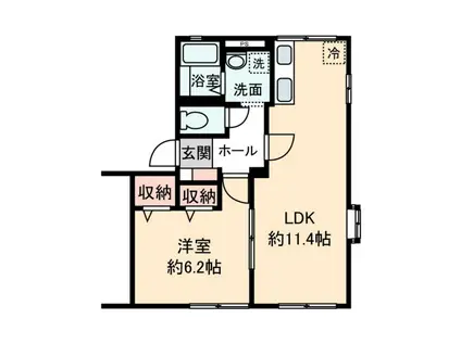 シティハイムFIK C(1LDK/1階)の間取り写真