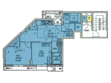 屋上庭園付きマンション アースアートビル(2LDK/2階)の間取り写真