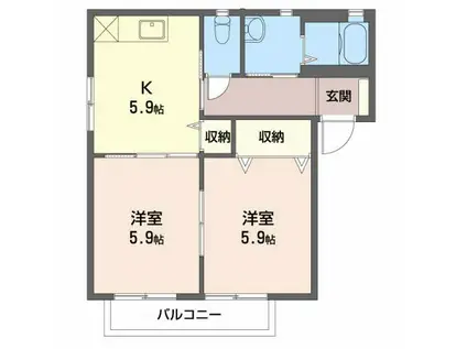 プリマヴェーラ(2K/2階)の間取り写真