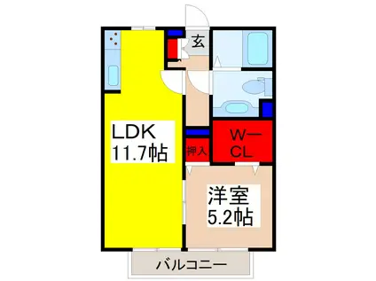 アルト守谷(1LDK/1階)の間取り写真