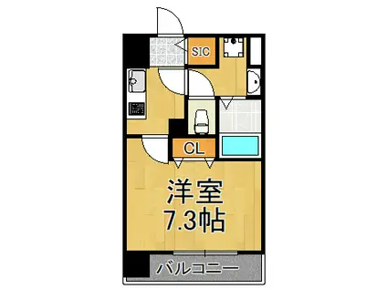 PASEO三軒寺通(1K/8階)の間取り写真