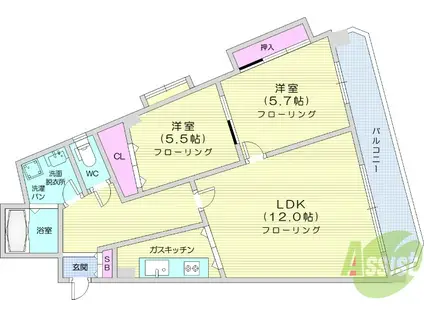 ラ・レコルトⅡ(2LDK/2階)の間取り写真