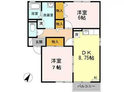 ベル・エポックA(2DK/1階)の間取り写真