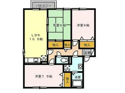 ルミエール A棟(3LDK/1階)の間取り写真