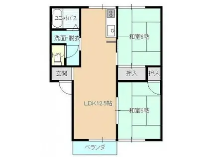 サザンコーポラスB棟(2DK/2階)の間取り写真