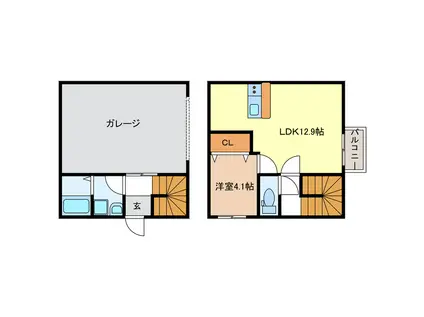 270ガレージ(1LDK/1階)の間取り写真