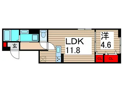 セレスティア大谷田II(1LDK/1階)の間取り写真