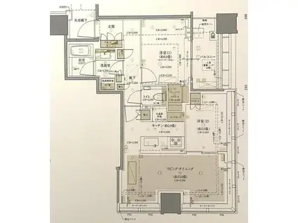 白金ザ・スカイ西棟(2LDK/5階)の間取り写真