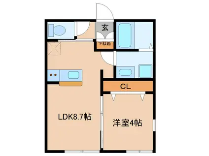 パーチェ成田(1LDK/1階)の間取り写真