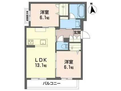 シャーメゾン光樹セントラル(2LDK/2階)の間取り写真