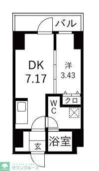TRADIS森下(1DK/7階)の間取り写真