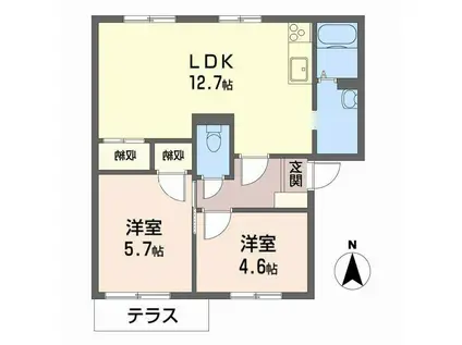 ハイツ池田C(2LDK/1階)の間取り写真