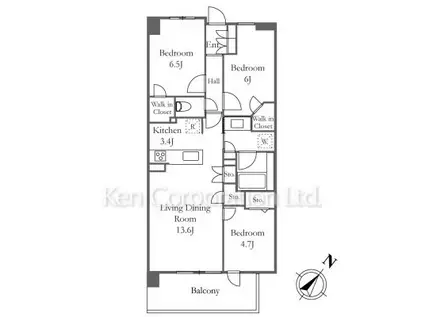 プラウドシティ越中島アクアテラス(3LDK/3階)の間取り写真