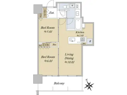 グランドシティタワー池袋(2LDK/33階)の間取り写真