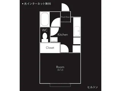 ヒルトンC 酒田市錦町1丁目(1K/2階)の間取り写真