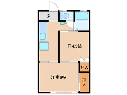 上総ハイツ(2DK/1階)の間取り写真