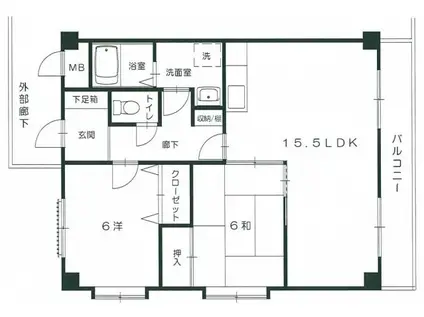 西本ビル(2LDK/3階)の間取り写真