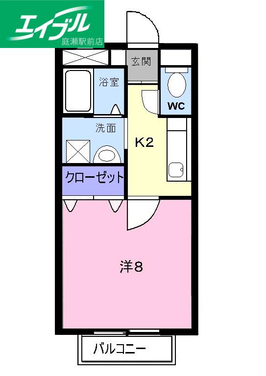 ディメイン小池(1K/1階)の間取り写真