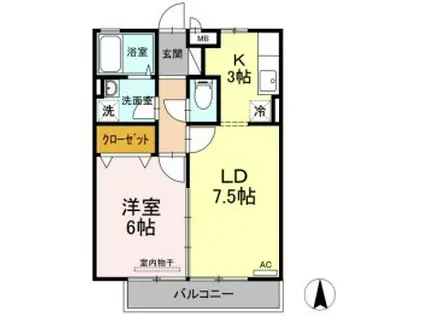 フォンテーヌ(1LDK/3階)の間取り写真