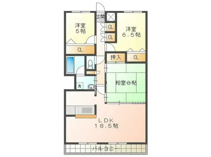ドムス喜兵衛 宙の棟(3LDK/2階)の間取り写真