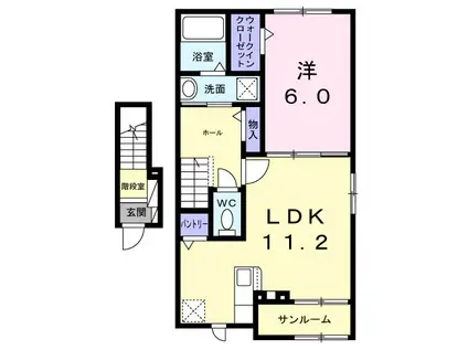 シーブルーム(1LDK/2階)の間取り写真