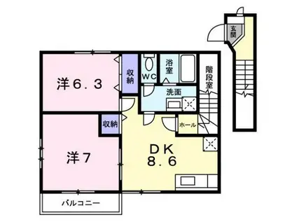 VEGA(2DK/2階)の間取り写真