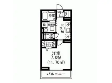 リヴェール川口芝・グレイス川口芝 (1K/3階)の間取り写真