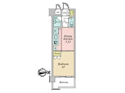 パーク・ノヴァ鷺沼(1K/3階)の間取り写真