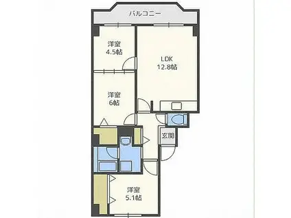 ル・ノール北9条(3LDK/3階)の間取り写真