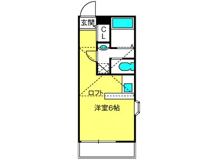シェボヌール(ワンルーム/1階)の間取り写真