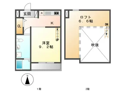 ヴェイル(ワンルーム/2階)の間取り写真