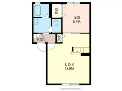 エメロードB(1LDK/1階)の間取り写真