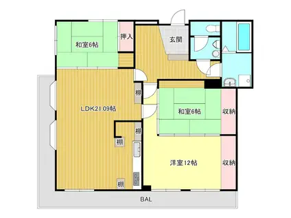 マーシハイツ(3LDK/4階)の間取り写真
