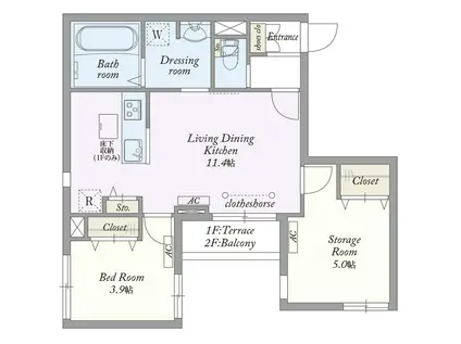松風ハイツII(2LDK/2階)の間取り写真