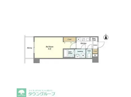 BLAU菊川(1K/2階)の間取り写真