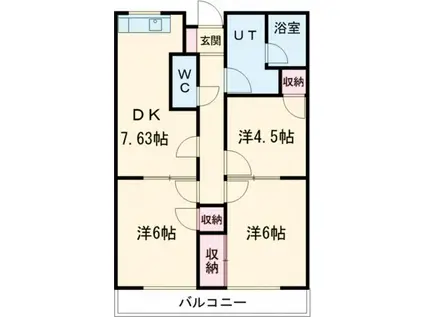 ユーアイハイツ(3DK/4階)の間取り写真