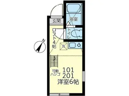 ユナイトアンゼンブラバス(ワンルーム/2階)の間取り写真