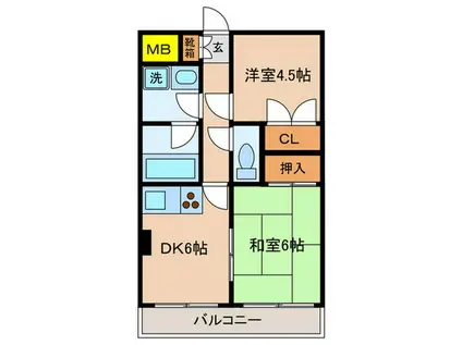 ライオンズマンション武蔵小杉第2(2DK/1階)の間取り写真
