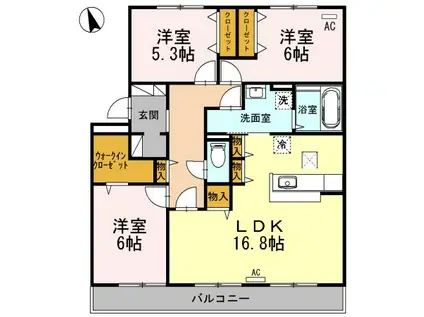 クリスタルガーデンV(3LDK/1階)の間取り写真