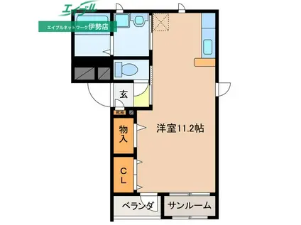 エルヴァンジュ(ワンルーム/2階)の間取り写真