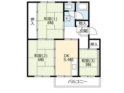 UR 泉南一丘団地 13棟(3DK/3階)の間取り写真
