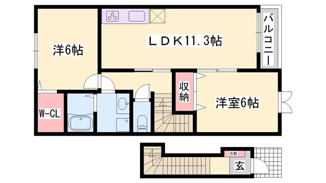 チェリー・ブロッサムIII(2LDK/2階)の間取り写真